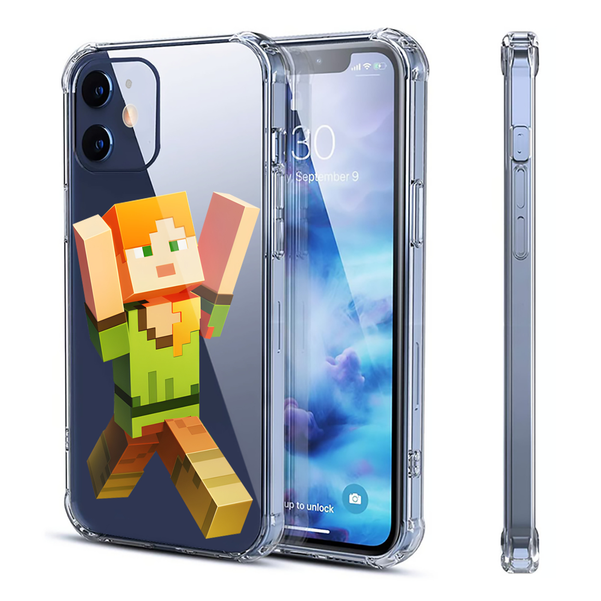 （画像用） マインクラフト ブロックの世界 Minecraft MC Block world 【iPhone 12シリーズ対応】透明スマホケース（クリアソフトケース）